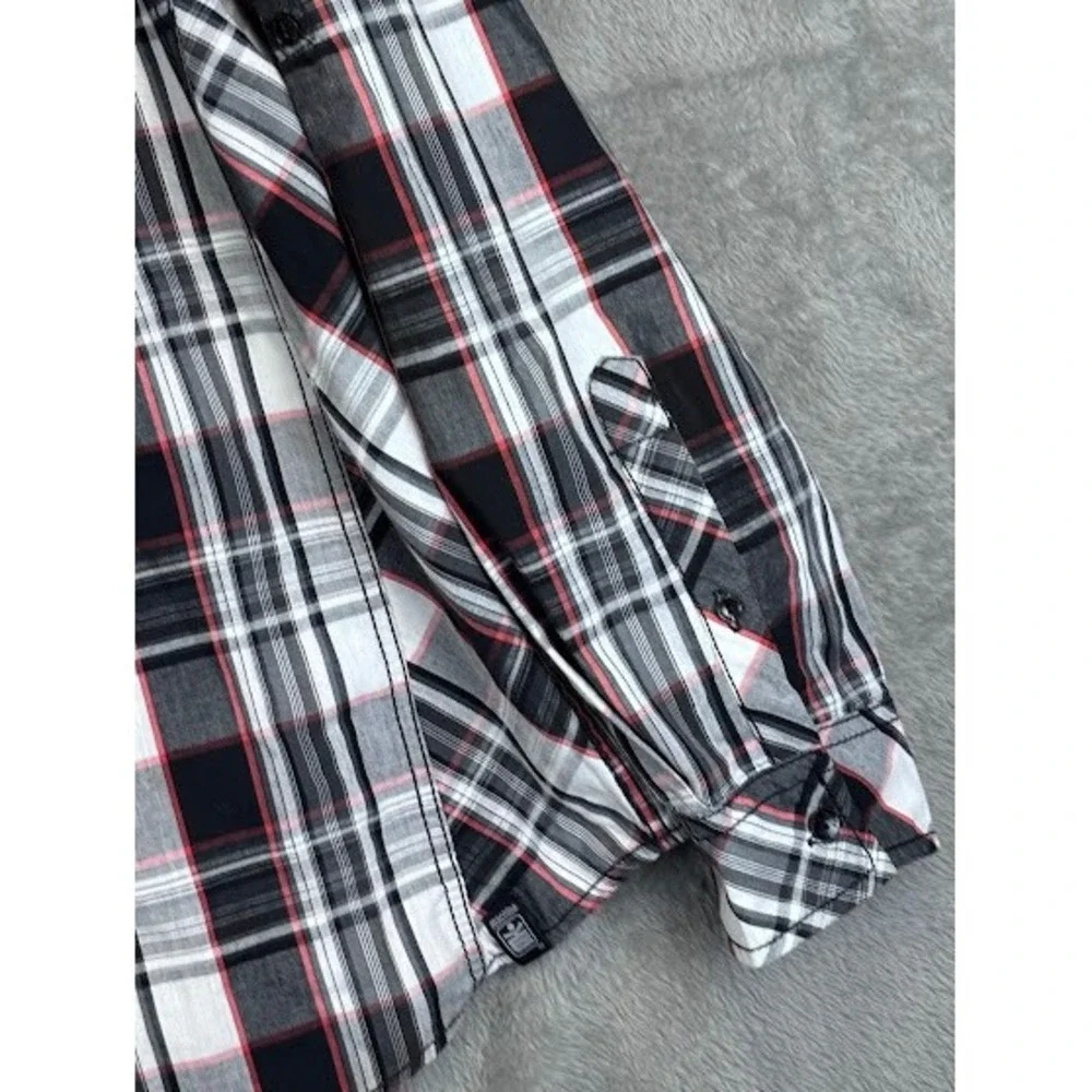 Machine Men's Western Shirt XXL Black Red Plaid‎ Long Sleeve Button Up Casual